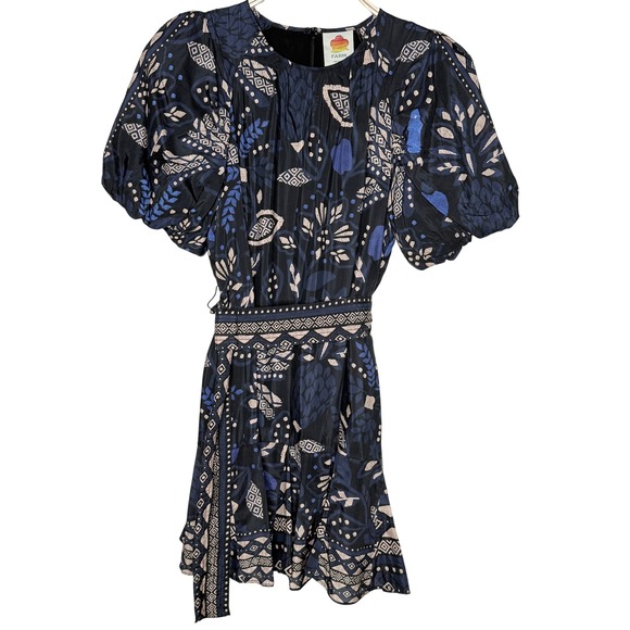 long sleeve layered a line mini dress in black Black Floral Lace Long Sleeve Ruffle Hem Mini Dress